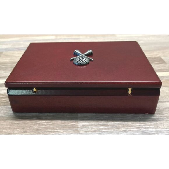 Golf Playing Cards in Wood Box 2 Decks Vintage Office Desk Display - Picture 9 of 12